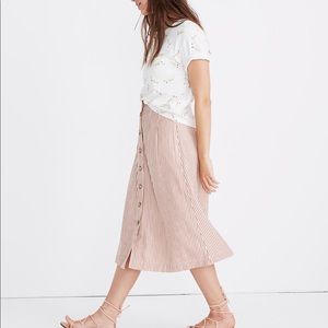 Madewell button front midi skirt in clay stripe 00